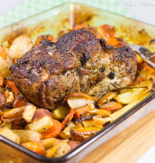 pork roast with apple, sweet potato & root vegetables 5